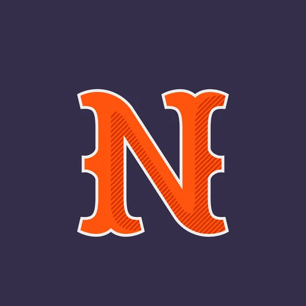 Логотип N букв с тенью диагонали . — стоковый вектор