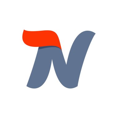 N harfi logo hızlı hızlı kırmızı bayrak hattı ile.
