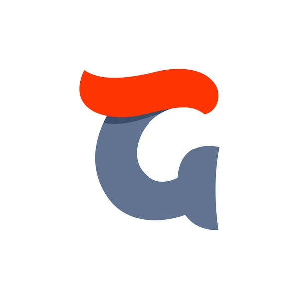 G brief logo met hoge snelheid rode vlag lijn. — Stockvector