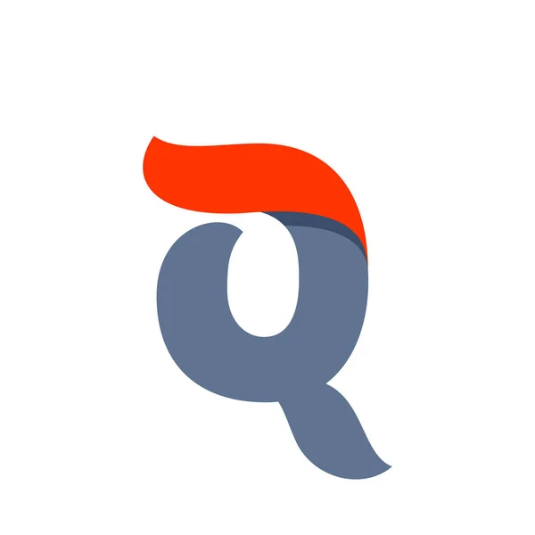 Q logotipo carta com velocidade rápida linha bandeira vermelha . —  Vetores de Stock