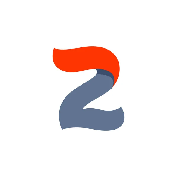 Logo numero due con linea bandiera rossa ad alta velocità . — Vettoriale Stock