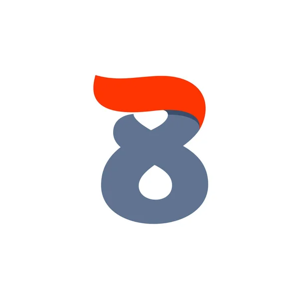 Logo numéro huit avec ligne de drapeau rouge rapide . — Image vectorielle