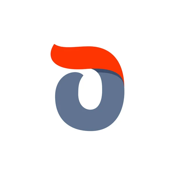 Logo zéro avec ligne de drapeau rouge à vitesse rapide . — Image vectorielle