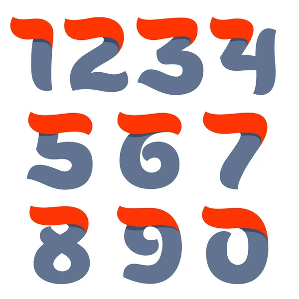 Numeri di script vettoriali ad alta velocità impostati con linea di bandiera rossa . — Vettoriale Stock