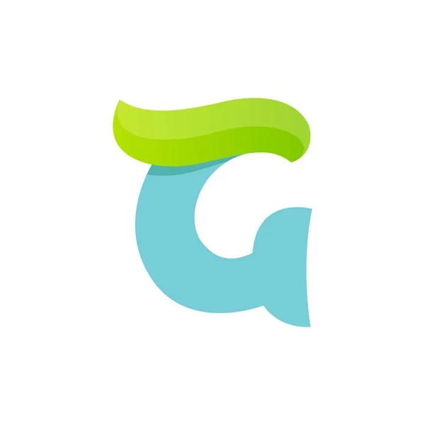 G 字母徽标与绿叶. — 图库矢量图片