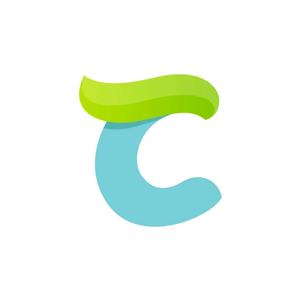 C Buchstabe Logo mit grünem Blatt. — Stockvektor