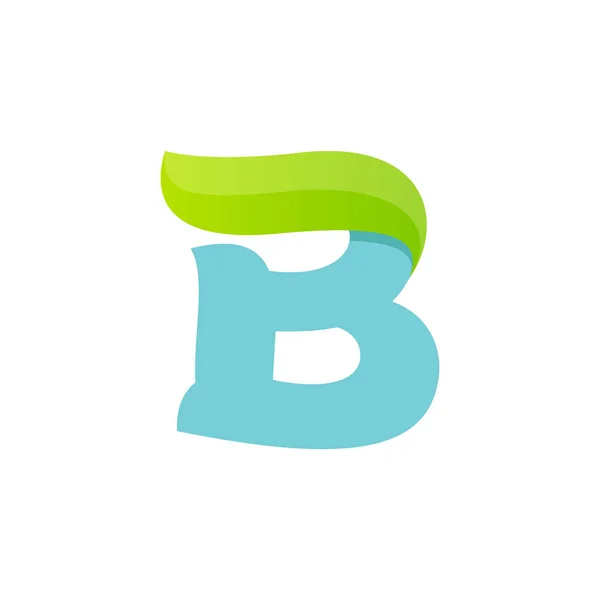 Logo huruf B dengan daun hijau . - Stok Vektor