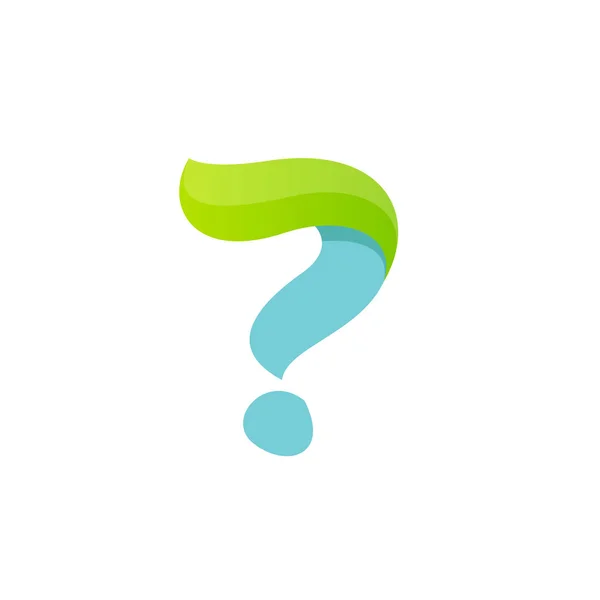 Vraagteken logo met groen blad. — Stockvector
