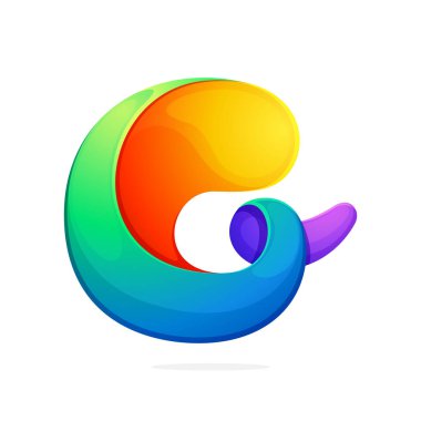 G harfi bir bükülmüş line renkli logo.