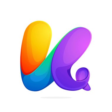 K harfi bir bükülmüş line renkli logo.