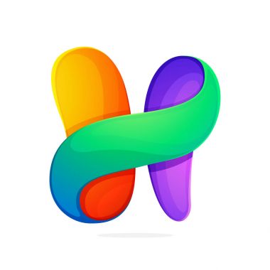 H harfi bir bükülmüş line renkli logo.