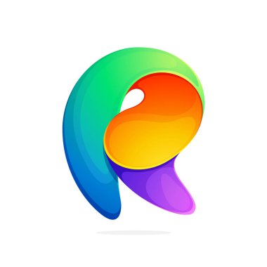 R harfi bir bükülmüş line renkli logo.