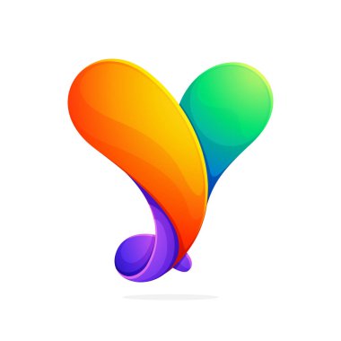 Y harfi bir bükülmüş line renkli logo.