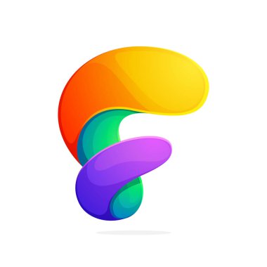 F harfi bir bükülmüş line renkli logo.