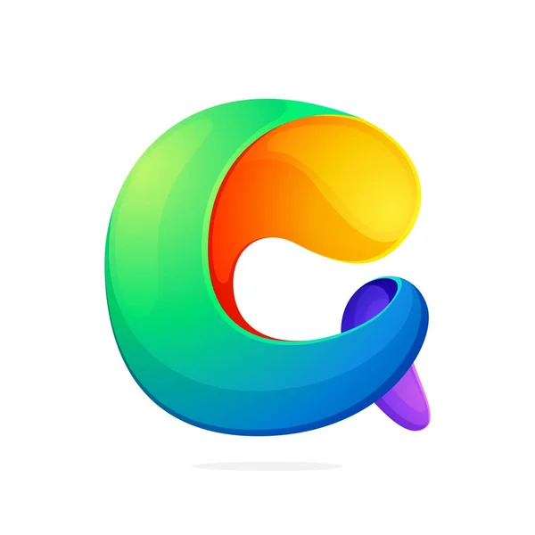 C επιστολή πολύχρωμο logo από μια στριμμένη γραμμή. — Διανυσματικό Αρχείο