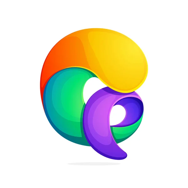 Q γράμμα πολύχρωμο logo από μια στριμμένη γραμμή. — Διανυσματικό Αρχείο