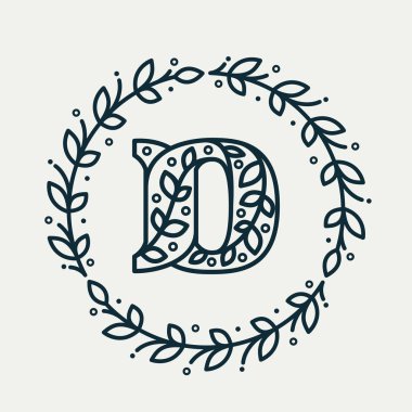 D harfi logosu daire şeklinde defne çelengi şeklinde çiçeklerden oluşur..