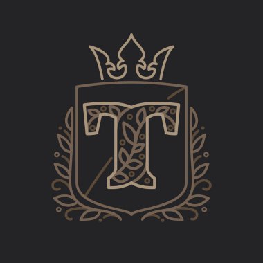 Bir krallıkta çiçek desenli harflerden oluşan T harfi logosu