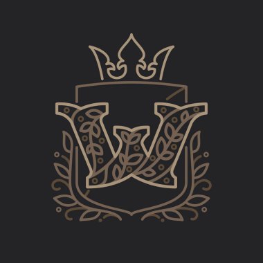 W harfi logosu çiçek desenli harflerden oluşur.