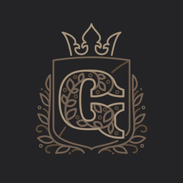G lettre logo composé de lettres de motif floral dans un héraldique — Image vectorielle