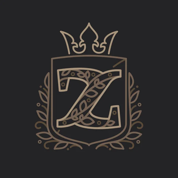 Logotipo da letra Z consistindo de letras padrão floral em um heráldico — Vetor de Stock