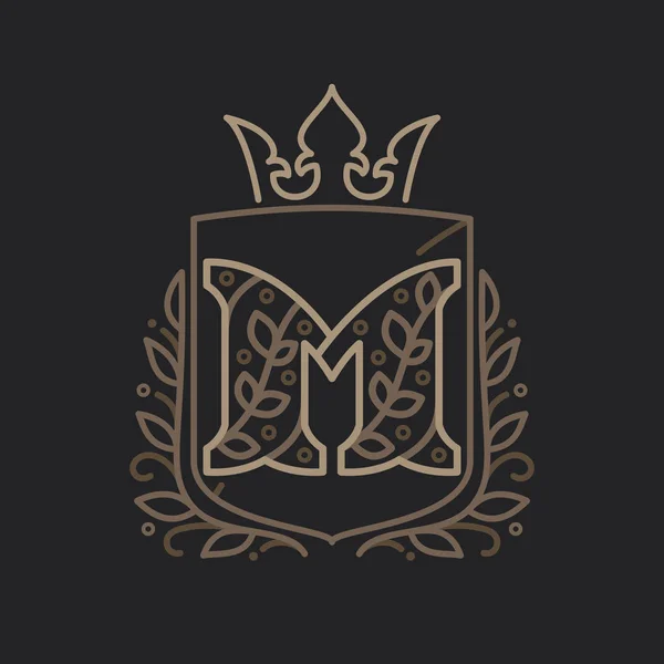M harfi logosu çiçek desenli harflerden oluşur. — Stok Vektör