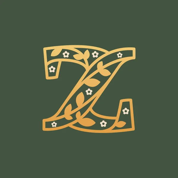 Λογότυπο Z γραμμάτων που αποτελείται από γράμματα σε μοτίβο λουλουδιών με λουλούδι χαμομηλιού. — Διανυσματικό Αρχείο