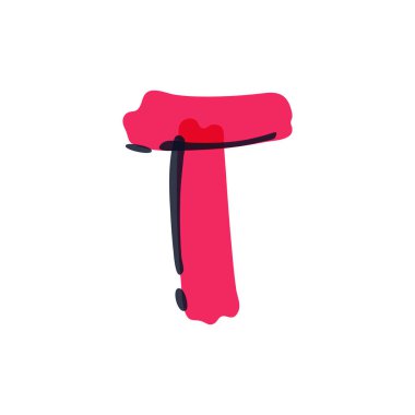 Keçeli kalemle yazılmış T harfi logosu.