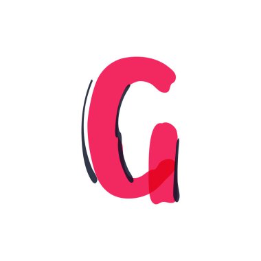 Keçeli kalemle yazılmış G harfi logosu.