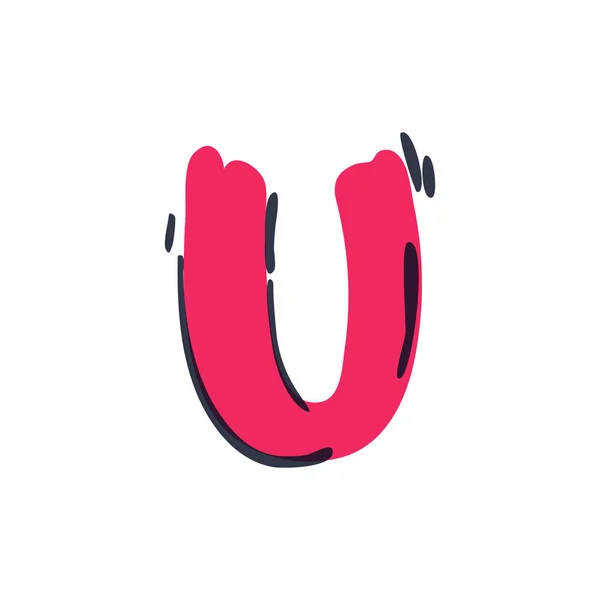 U letter logo handwritten with a felt-tip pen. — Stock Vector