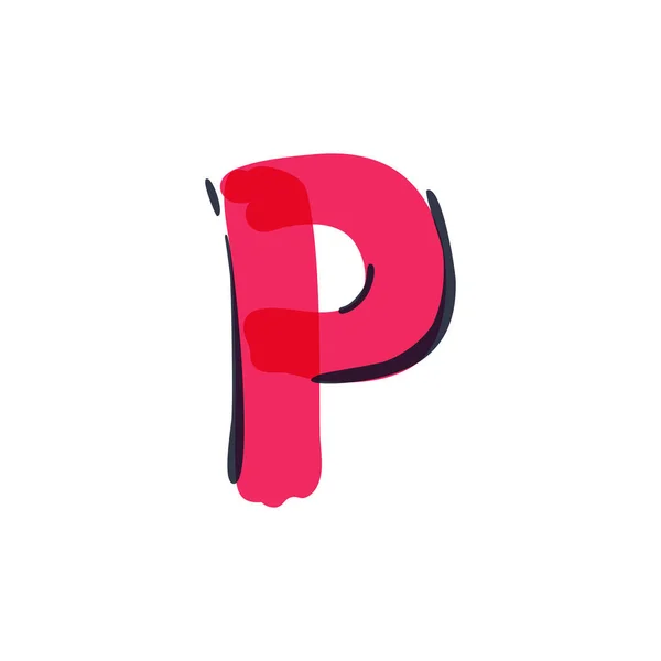 Logo litery P ręcznie pisane długopisem z końcówką filcu. — Wektor stockowy