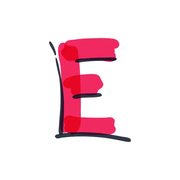 E lettre logo manuscrit avec un stylo feutre . — Image vectorielle