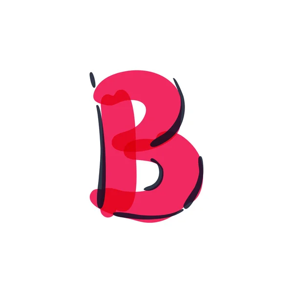 B letra logotipo manuscrito com uma caneta de feltro . — Vetor de Stock