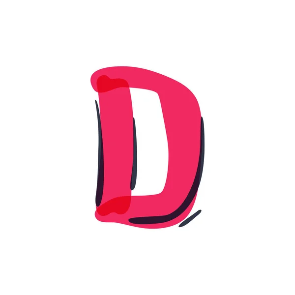 D letter logo handwritten with a felt-tip pen. — Stock Vector