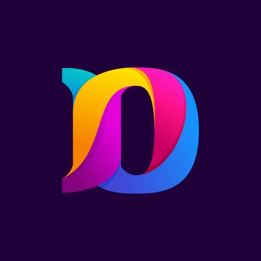 Gradyanlar üst üste biniyor D harfi logo tasarımı fikri.