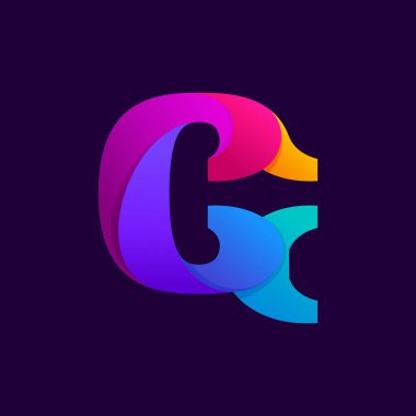 Gradyanlar üst üste biniyor G harfi logo tasarımı fikri.