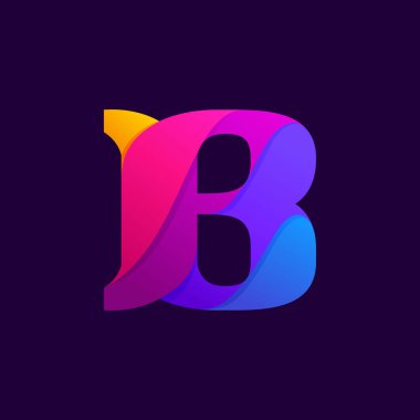 Gradyanlar üst üste biniyor B harfi logo tasarımı fikri.