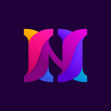 Örtüşen gradyan harf N logo tasarımı fikri.