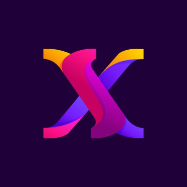 Gradyanlar örtüşen X harfi logo tasarımı fikri.
