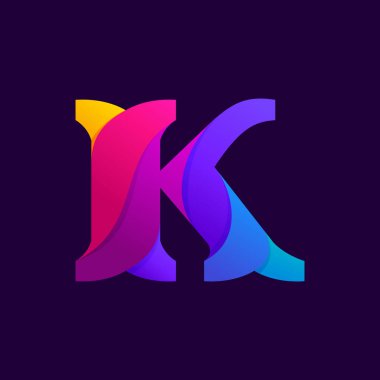 Gradyanlar üst üste biniyor K harfi logo tasarımı fikri.