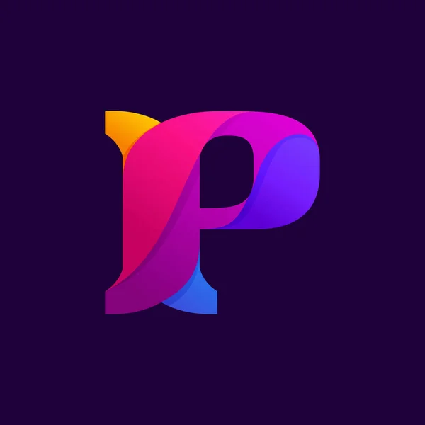 Überlappende Steigungen Buchstabe p Logo Design-Idee. — Stockvektor