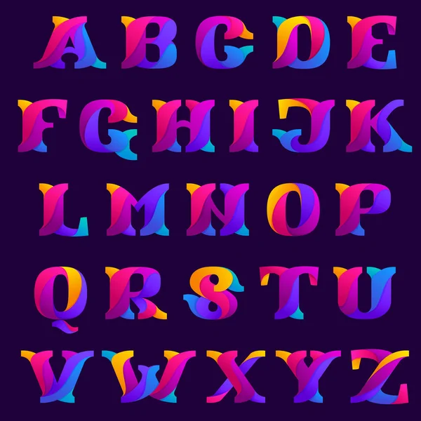 Overlapping gradients alphabet design idea. — Stock Vector