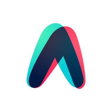 Üstüste binen gradyan harf A logotype.