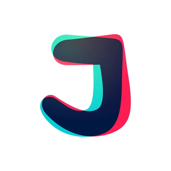 Overlappende gradiënt letter J logotype. — Stockvector