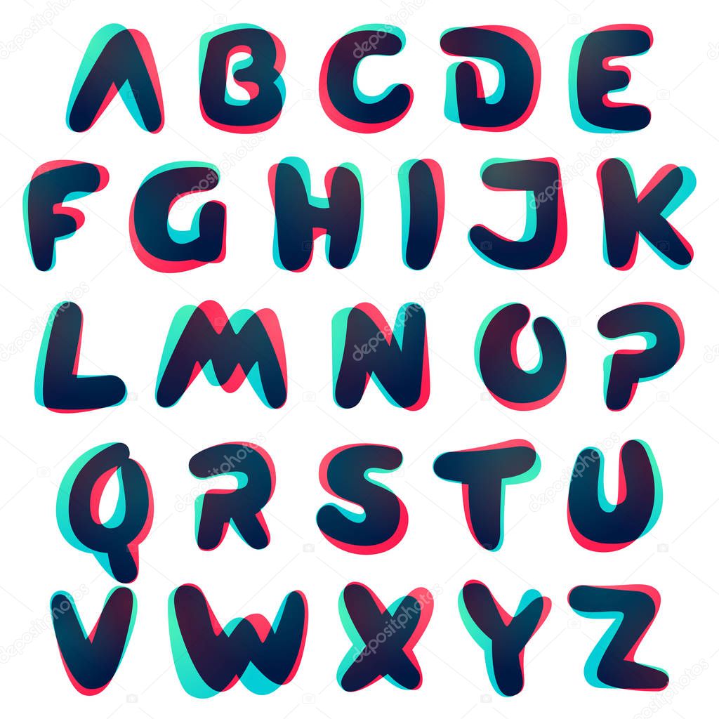 Overlapping gradient alphabet.