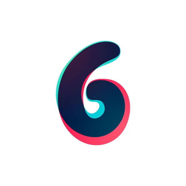 Logotype du gradient numéro six se chevauchant . — Image vectorielle