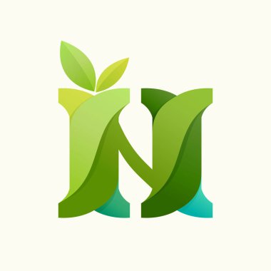 Yeşil yapraklı N harfi logosu..