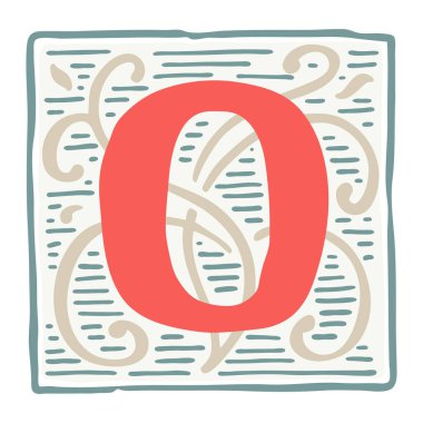 Klasik vintage renklerde Rönesans O harfi logosu.