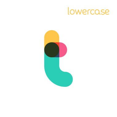 Overlapping one line lowercase letter t logotype. clipart