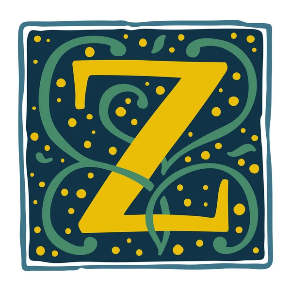 Renaissance Z letter logo in donkere vintage kleuren. — Stockvector
